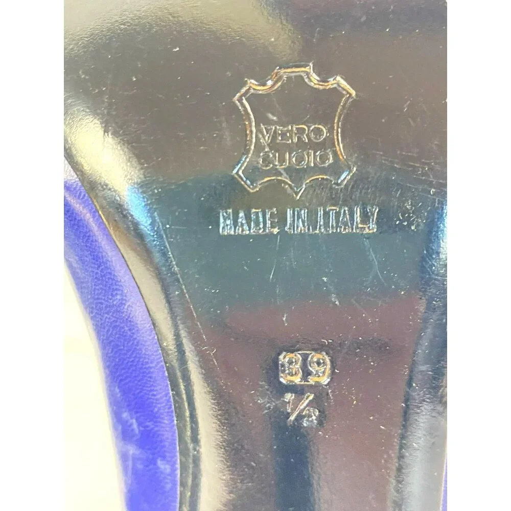 Vintage Natale Ferrario Heels Purple Embossed Leather Snakeskin Size 39 1/2Italy - Picture 8 of 9